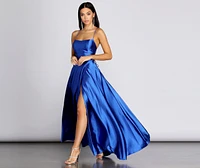 Anne Formal Lattice Satin Dress