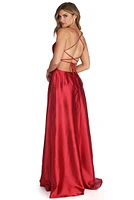 Anne Formal Lattice Satin Dress