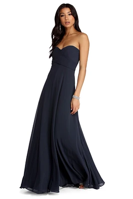Audrey Pleated Sweetheart Dress