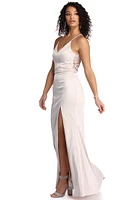 Kenzie High Slit Satin Dress