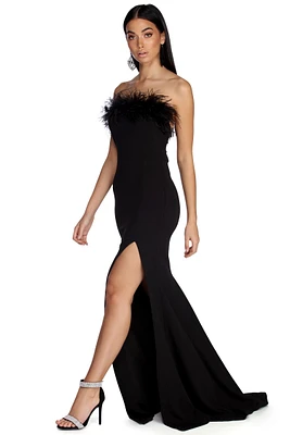 Briella Formal High Slit Boa Dress