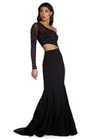 Bria Formal One Shoulder Heat Stone Dress