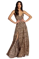 Josie Formal Leopard Lattice Dress