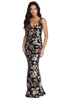 Jessica Floral Sequin Formal Dress
