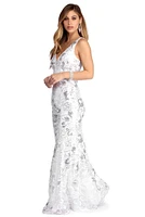 Jessica Floral Sequin Formal Dress