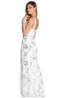 Jessica Floral Sequin Formal Dress