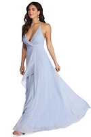 Val Formal Wrap Chiffon Dress