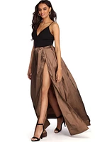 Elaina Formal High Slit Taffeta Dress
