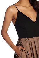 Elaina Formal High Slit Taffeta Dress