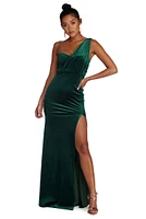 Iris One Shoulder Draped Velvet Dress