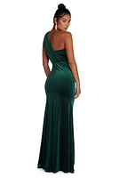 Iris One Shoulder Draped Velvet Dress