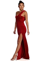 Iris One Shoulder Draped Velvet Dress