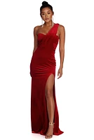 Iris One Shoulder Draped Velvet Dress