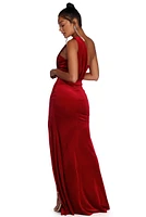 Iris One Shoulder Draped Velvet Dress