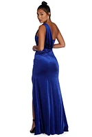 Iris One Shoulder Draped Velvet Dress