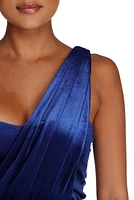 Iris One Shoulder Draped Velvet Dress