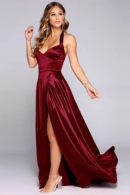 Diana Formal Satin Halter Dress