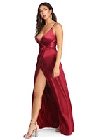 Tati Formal Satin Wrap Dress