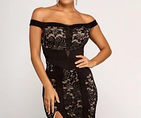Taylor Formal Off The Shoulder Lace Dress