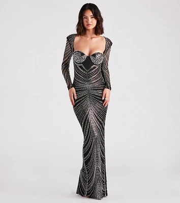 Raelynn Formal Rhinestone Bustier Long Dress