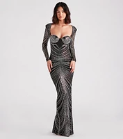 Raelynn Formal Rhinestone Bustier Long Dress