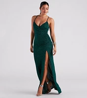Leann Formal High Slit Glitter Dress