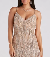Rebekah Formal Sequin Fringe Mermaid Dress