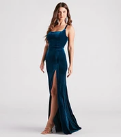Christina Lace-Up Back Velvet Dress