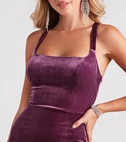 Christina Lace-Up Back Velvet Dress