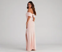 Coralie Off Shoulder Front Slit Dress