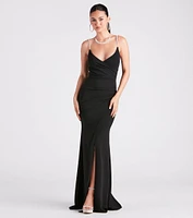 Rosalie Rhinestone Strap Mermaid Wrap Dress