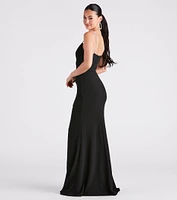 Rosalie Rhinestone Strap Mermaid Wrap Dress