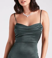 Nora Formal Cowl Neck Strappy Long Dress