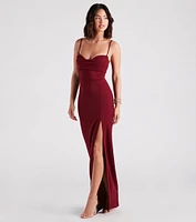 Justine Formal Crepe Sweetheart Long Dress