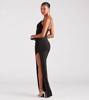 Maylene Formal Rhinestone One Shoulder Dress