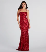 Lacie Formal Sequin Lace-Up Mermaid Dress