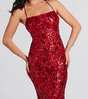 Lacie Formal Sequin Lace-Up Mermaid Dress