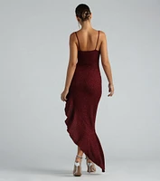Kylie Formal Glitter Ruffle Long Dress
