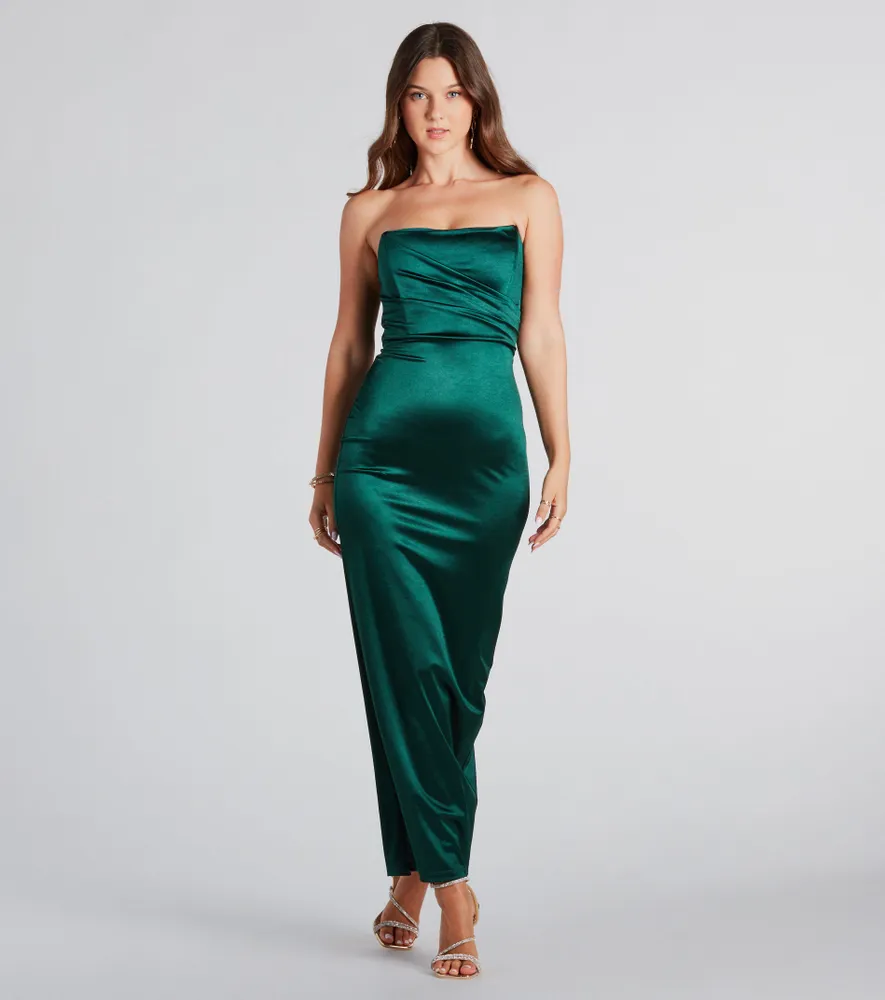 Windsor Leana Formal Satin Strapless Long Dress