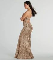 Francesca Lace-Up Mermaid Sequin Formal Dress
