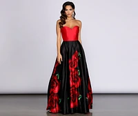 Macie Strapless Rose Ball Gown