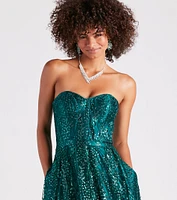 Ivy Glitter Corset Strapless Ball Gown