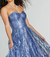 Ivy Glitter Corset Strapless Ball Gown