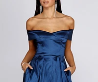 Megan Taffeta Off The Shoulder Ball Gown