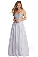 Rose Formal Lace And Pearl Ball Gown