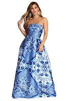 Ari Bohemian Floral Satin Ball Gown