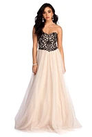 Demi Floral Lace Up Ball Gown