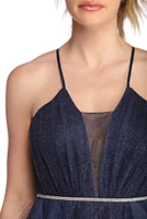 Griselda Glitter Mesh Tendril Gown