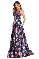 Shelby Floral Satin Ball Gown