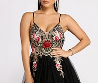Biana Embroidered Floral Tulle Ball Gown